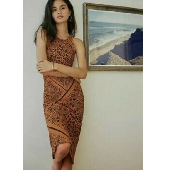 FARM Rio Dresses & Skirts - Farm Rio for Anthropologie Alyse brown black midi dress XL